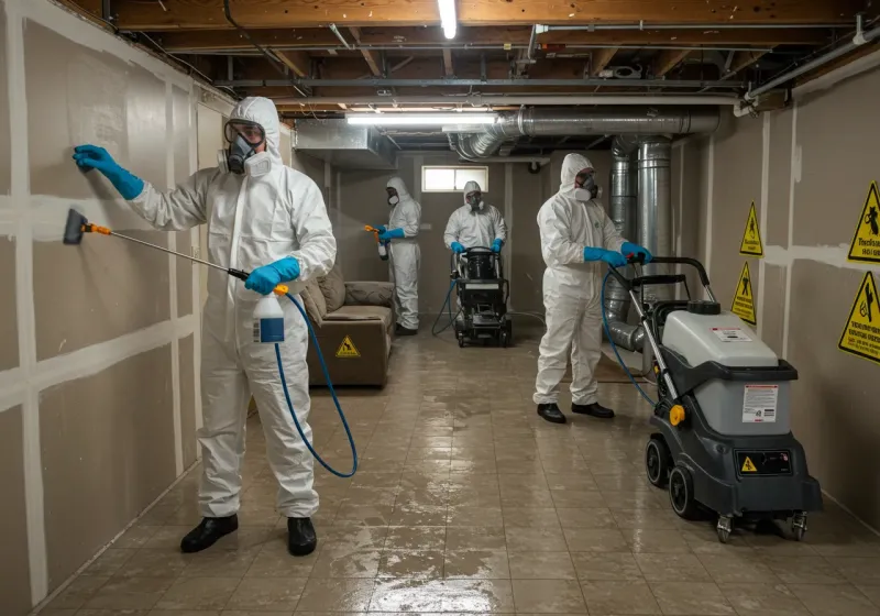Basement Moisture Removal and Structural Drying process in Maysville, NC